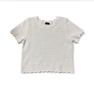 GAP White Crochet Sweater T-Shirt L Knit Top beach Short Sleeves 100%Cotton NWOT